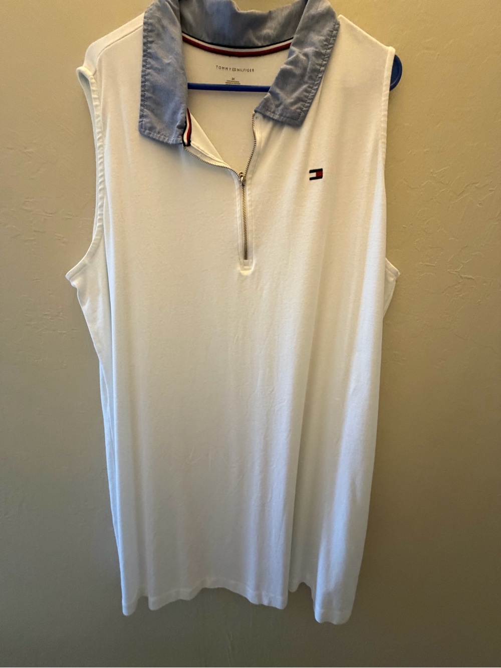 Tommy Hilfiger White Sleeveless Polo Dress w/ Contrast Collar 3X 100% cotton #6